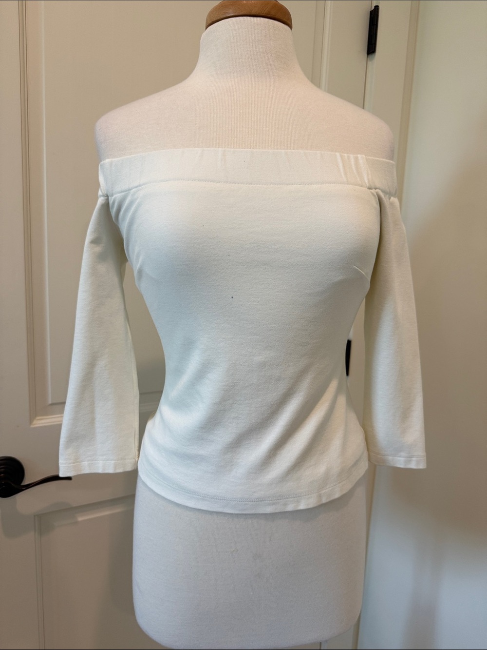 Eliza J Off-Shoulder 3/4 Sleeve White Top
